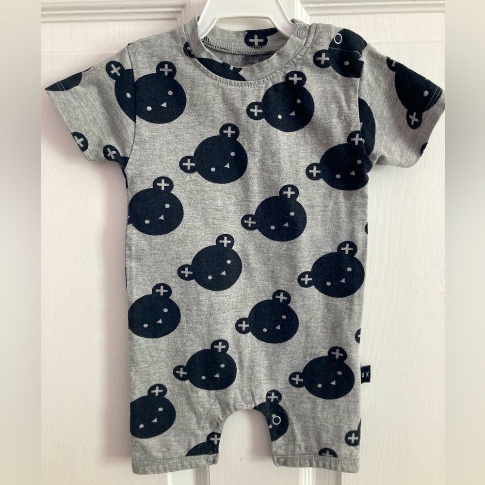 Huxbaby bear print romper, size 6-12 months